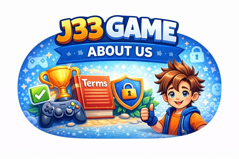 J33 Game about us image showing gaming platform, user-friendly experience and trusted online entertainment service