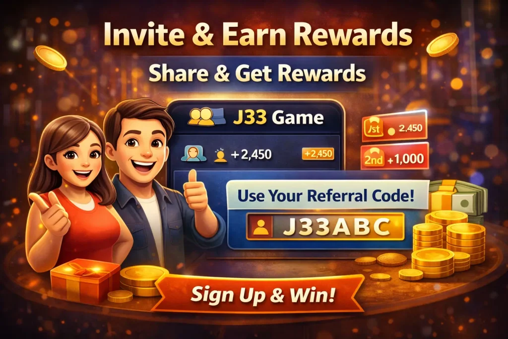 J33 Game invite and earn referral program rewards in Pakistan